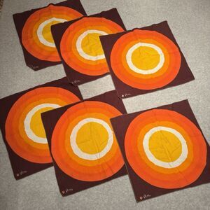 Vintage Vera Neumann Sunburst Retro Table Placemat Ladybug Brown Bullseye MCM